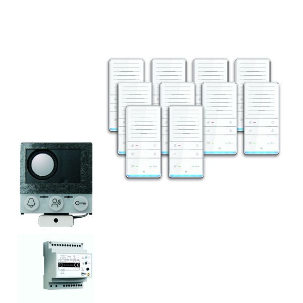 TCS Türkontrollsystem audio:pack Einbau für 10 Wohneinheiten, mit Einbaulautsprecher ASI12000, 10x Freisprecher ISW5031, Steuergerät BVS20, PAIF100/002