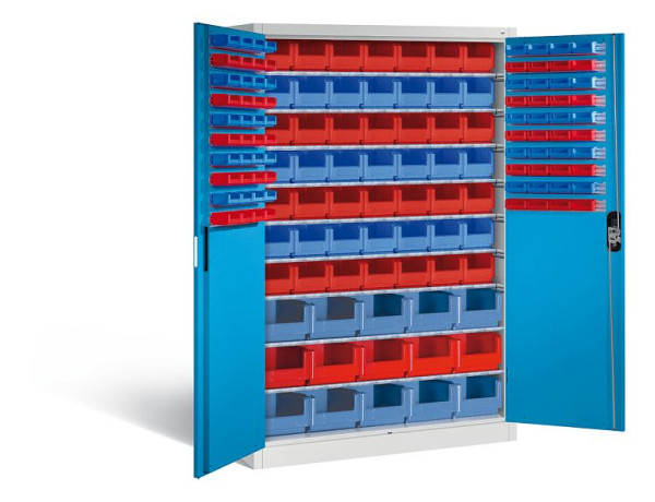 C+P Magazinschrank Acurado, H1950xB1200xT500mm, Farbe: Lichtgrau / Lichtblau, Muldengriff, 8931-502 S10069