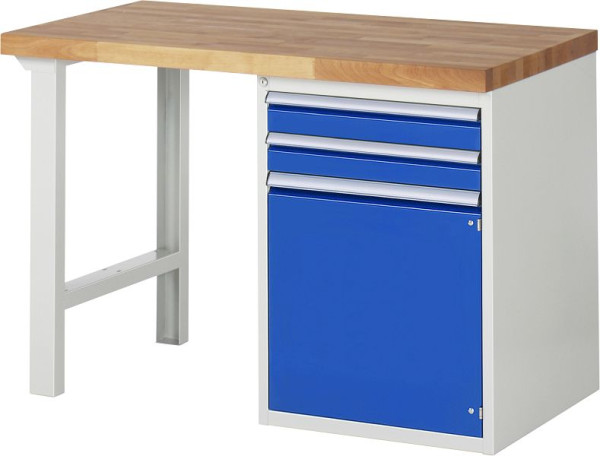 RAU Werkbank Serie 7000 - Baukasten-Bauweise, Unterbau-Container (2x Schublade, 1x Flügeltür), 1250x840x700 mm, 03-7503A1-127B4S.11