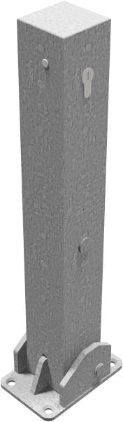 Schake Absperrpfosten Stahlrohr 70 x 70 mm umlegbar, mit Profilzylinderschloss 500 mm Überflur, feuerverzinkt, ohne Öse, 4715UZ
