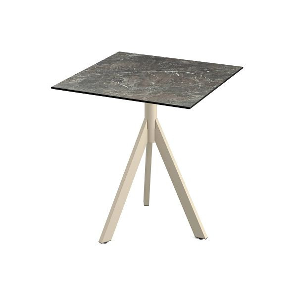 Feros Infinity Tripod Terrassentisch Sand frame + Galaxy Marble HPL Tischplatte 70x70 cm, 140031577