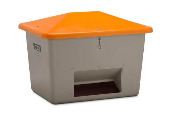 Cemo Streugutbehälter 700 l mit Entnahme, grau/orange, 10836