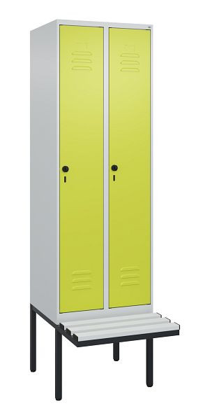 C+P Umkleidespind Classic PLUS, 2 Abteile, 2120x600x815mm, 7035/0024, Drehriegel, 3 Doppel-Haken, 0800407-20 S10042