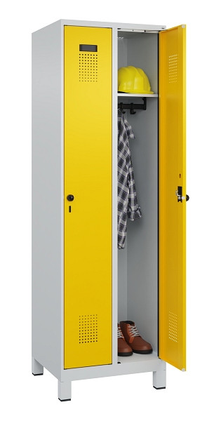 C+P Spind Evolo PLUS, mit Füßen, 2 Abteile, 1950x600x500mm, 7035/1023, Verschluss Drehriegel, Ablageböden 2, 049010-20 S10001