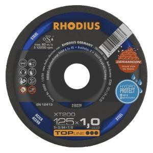 Rhodius TOPline XT200 Extradünne Trennscheibe, Durchmesser [mm]: 125, Stärke [mm]: 1, Bohrung [mm]: 22.23, VE: 25 Stück, 210229