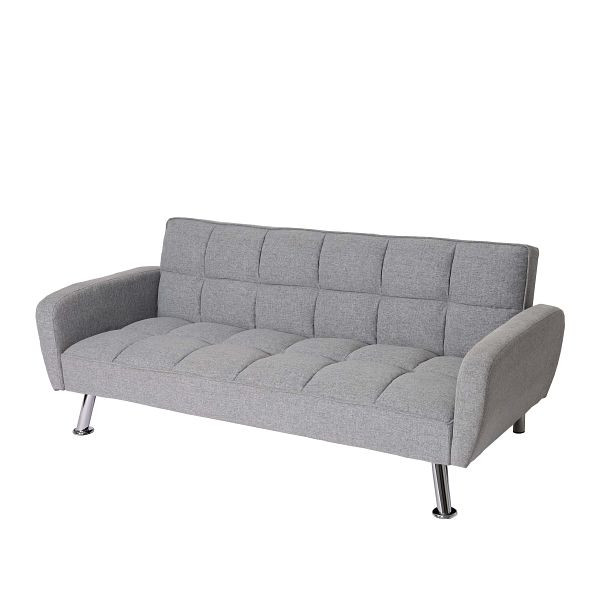 Mendler Sofa HWC-K19, Couch Schlafsofa Gästebett Bettsofa Klappsofa, Nosagfederung Schlaffunktion 203cm, Stoff/Textil hellgrau, 89553