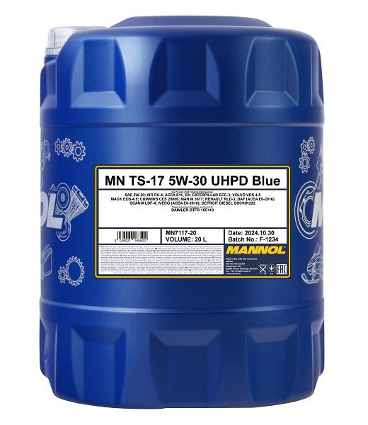 MANNOL Motoröl 7117 TS-17 UHPD 5W-30 Blue, VE: 20 l, MN7117-20