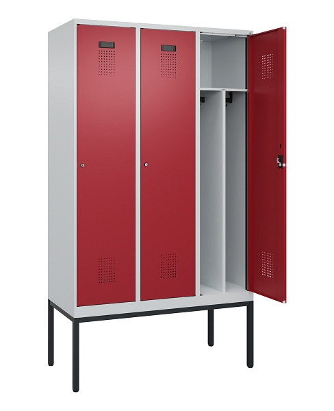 C+P Spind Evolo PLUS, Gestell, 3 Abteile, 2120x1200x500mm, 7035/3003, Verschluss Zylinderschloss, 0490307-32F S10031
