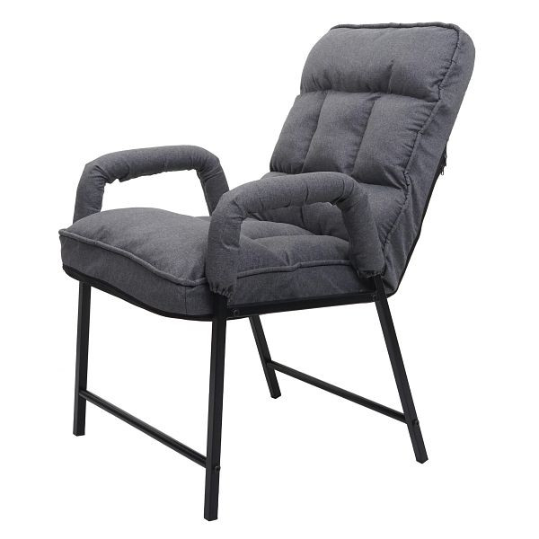 Mendler Esszimmerstuhl HWC-K40, Stuhl Polsterstuhl, 160kg belastbar Rückenlehne verstellbar Metall, Stoff/Textil dunkelgrau, 92127