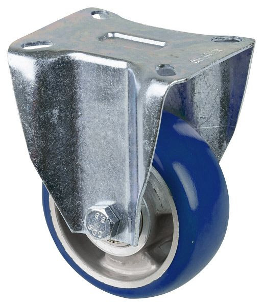 BS Rollen Transportrolle Bockrolle, Polyurethanrad 83 Shore, Alufelge Platte, Kugellager, Durchmesser: 100 mm, L410.B92.100