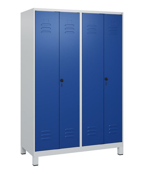 C+P Umkleidespind Classic PLUS SW, Füße, 4 Abteile, 1800x1200x500mm, 7035/5010, Drehriegel, 0800127-40 S10003