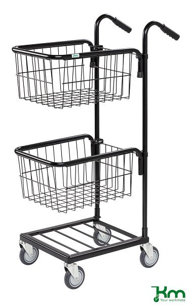 Kongamek Mini-Transportwagen 660 x 385 x 1090 mm, Schwarz / Weiß, 4 Lenkrollen, KM153-TTS