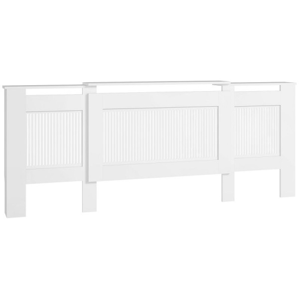 HOMCOM Heizkörperverkleidung, Lamellendesign, verstellbare Länge 125-201 cm, MDF, Weiß, 820-441V90WT