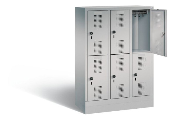 C+P Kindergarten-Spind doppelstöckig Evolo, H1300xB900xT300mm, Farbe: Weißaluminium, 483203-30 S10075