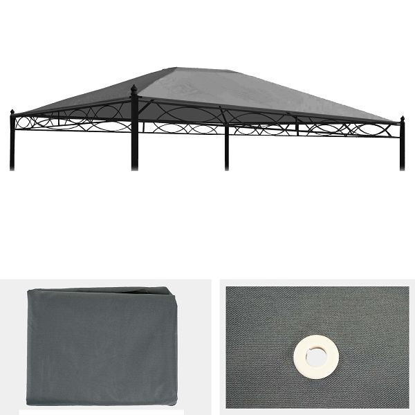 Mendler Ersatzbezug für Dach Pergola Pavillon Cadiz 4x3m, grau, 65468