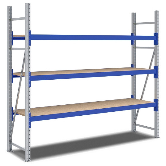 BITO Weitspannregal Set /F2 2000x600x2200 Grundfeld 3 Ebenen Spanplatten RAL5010 U, C0350-0271