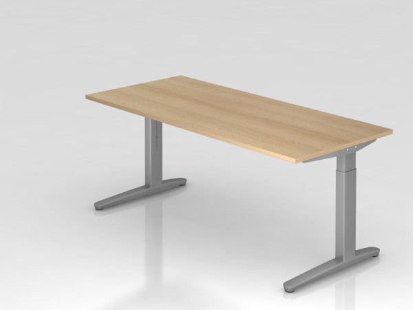 Hammerbacher Schreibtisch C-Fuß 180x80cm Eiche/Silber, Alu-Kufe Silber (ähnlich RAL 9006), VXB19/E/SS