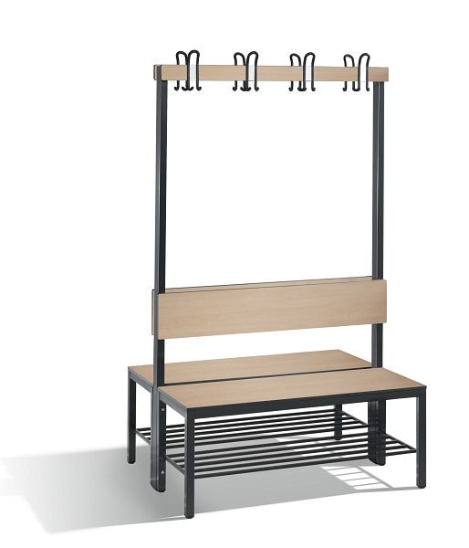 C+P Doppelseitige Garderobenbank mit Rückenlehne, Basic Plus, H1650xB1000xT760mm, 8060-210 S10004