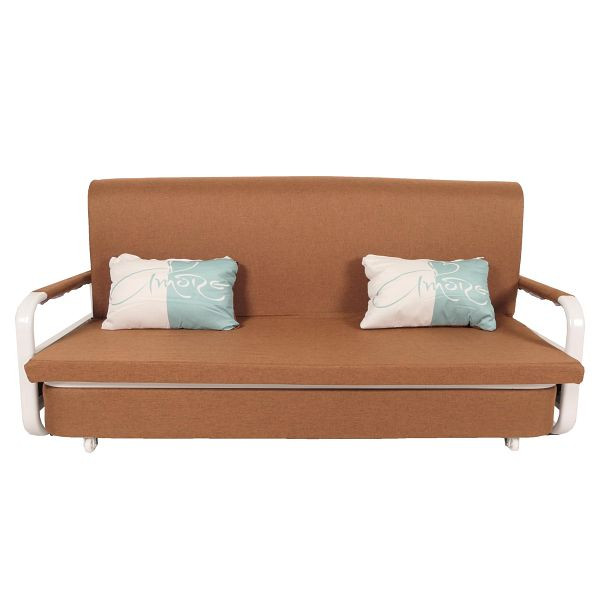 Mendler Schlafsofa HWC-M83, Schlafcouch Couch Sofa, Schlaffunktion Bettkasten Liegefläche, 190x185cm, Stoff/Textil braun, 105531