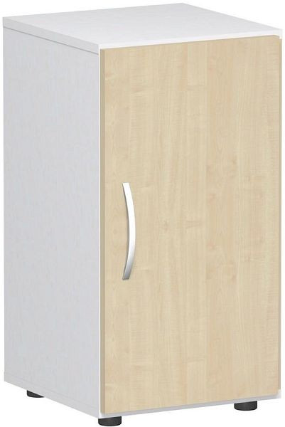 geramöbel Flügeltürenschrank mit Standfüßen, Griff links oder rechts, inkl. Türdämpfer, nicht abschließbar, 400x420x752, Buche/Weiß, S-342100-BW