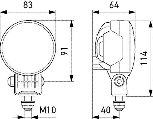 HELLA LED-Arbeitsscheinwerfer, Modul 70 S, 12/24V, 1000lm, Anbau, schwenkbarer Montagebügel/hängend/stehend, weitreichende Ausleuchtung, 1G0 996 776-011