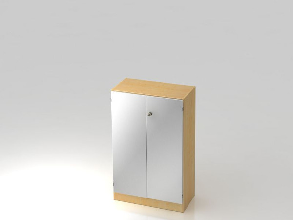 Hammerbacher Schrank 3OH mit Sockelblende Streifengriff Ahorn/Silber, 80x42x127 cm (BxTxH), V6550/3/S/SG