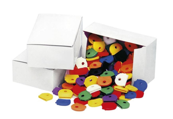 Eichner Schlüsselkappen rund aus Kunststoff, farbig sortiert, Maße: 2,5 x 2,0 cm, VE: 1 Pack à 100 Stück, 9219-01386