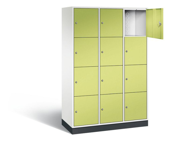 C+P XL-Schließfachschrank Intro, H1950xB1220xT490mm, Farbe: Verkehrsweiß / Viridingrün, 8470-302 S10292