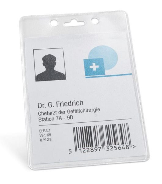 Eichner PVC-Ausweishülle A7 hoch - transparent, 83 x 110/127 mm mit Euroloch und 2 Rundlöchern, VE: 100 Stück, 9218-06024-110