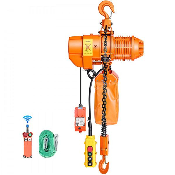 VEVOR Elektrischer Kettenzug 1000 kg, 6 m Hubhöhe, 3-Phasen, 100 m Funk- & 4,5 m Kabelfernbedienung, G80-Doppelkette, GDSDDHLHLJCKPRQPZ001V8