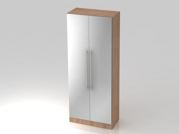 Hammerbacher Garderobenschrank 5OH, Sockelblende Relinggriff Nussbaum/Silber, 80x42x200,4 cm (BxTxH), V7200/N/S/RE