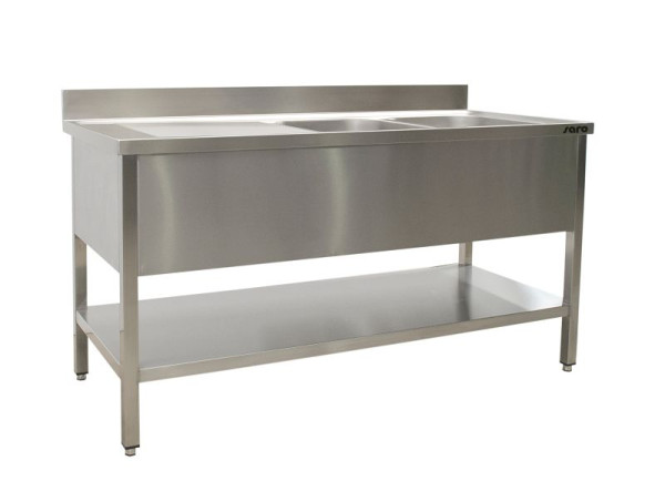 Saro Spültisch mit 2 Becken, rechts - 600 mm Tiefe, 2000mm, 600-2555R