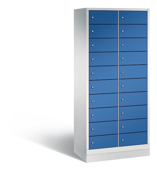 C+P Schließfachschrank Evolo, 20 Fächer, H1800xB810xT500 mm, Grau/Enzianblau, 48020-2210 S10215