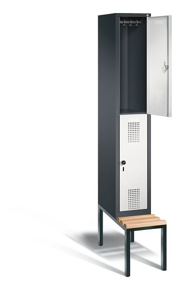 C+P Spind doppelstöckig Evolo, H2090xB320xT815mm, Farbe: Schwarzgrau / Lichtgrau, 48350-10 S10013