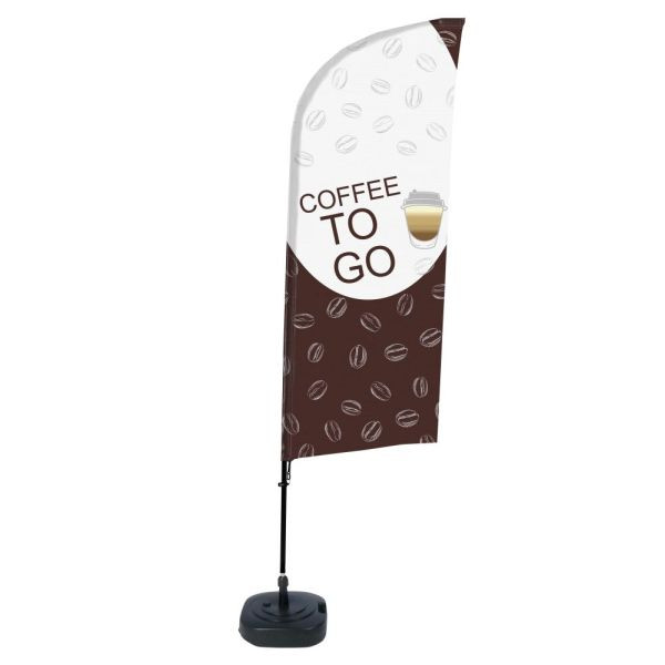 Showdown Displays Beachflag Alu Wind Komplett-Set Kaffee To Go Englisch, BFAW310-WT21-I63