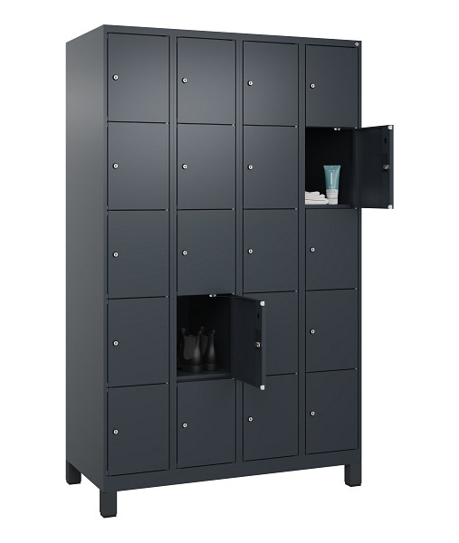 C+P Schließfachschrank Evolo PLUS, mit Füßen, 20 Fächer, 1950x1200x500mm, 7016/7016 Anthrazitgrau, 049010-405 S10016
