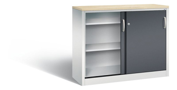 C+P Sideboard mit Schiebetüren Acurado, H1000xB1200xT400mm, Farbe: Lichtgrau / Schwarzgrau, Bügelgriff, 2046-00 S10276