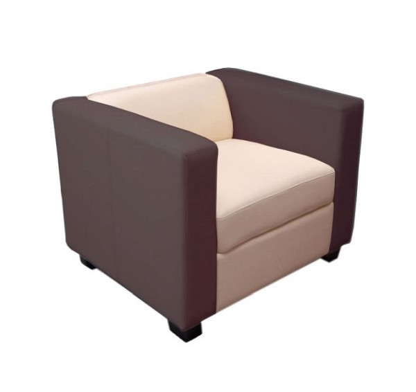 Mendler Sessel Lounge-Sessel Lille Kunstleder creme/coffee, 14241+17386
