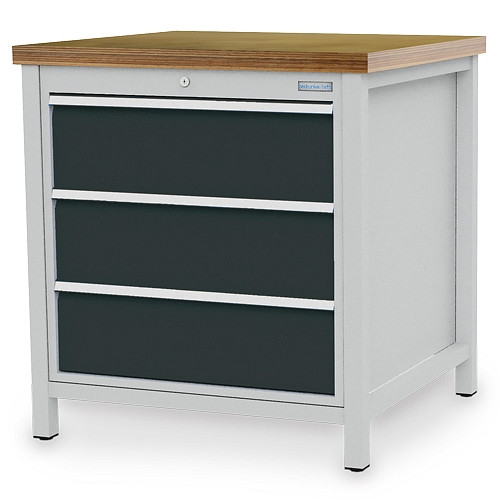 Bedrunka+Hirth Kastenwerkbank Breite 810 mm, R 24-24, 3x Schublade, Maße in mm (B x T x H): 810 x 750 x 859, 03.075.10VZ