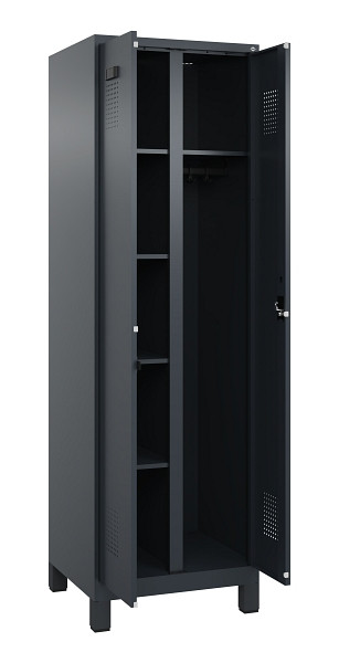 C+P Wäsche-/Garderobenspind Evolo PLUS, mit Füßen, 2 Abteile, 1950x600x500mm, 7016, Frontfarbe RAL 7016 Anthrazitgrau, Zylinderschloss, 049610-20 S10043
