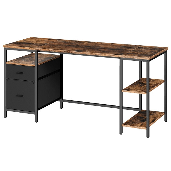 SONGMICS Computerschreibtisch, Vintagebraun, 160x60x76 cm, LWD105K01