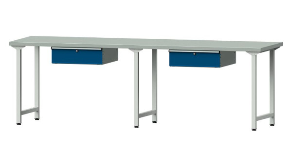 ANKE Werkbänke Arbeitstisch, Modell 193, 2800 x 800 x 890 mm, RAL 7035/5010, ZBP 40 mm, 401.477