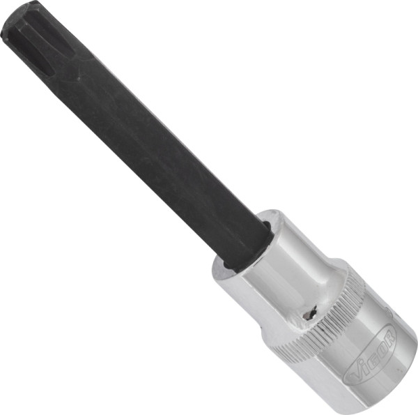 VIGOR RIBE Schraubendreher-Einsatz, Vierkant hohl 12,5 mm (1/2 Zoll), Innen Keilprofil Ribe-CV, M10, Länge: 100 mm, VE: 5 Stück, V2216