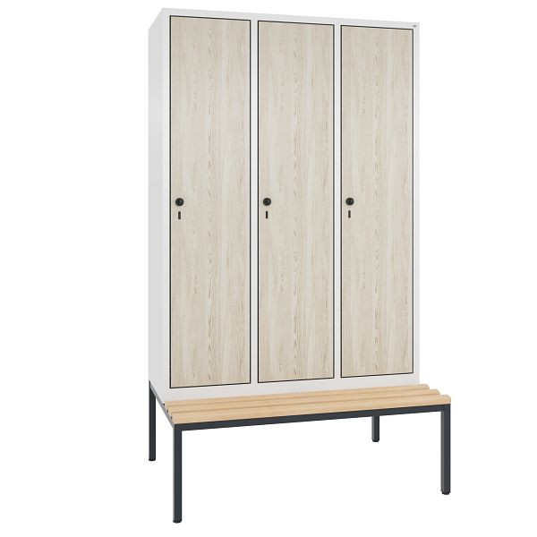 C+P Garderobenschrank Evolo, H2090xB1200xT815mm, Farbe: Lichtgrau / Resedagrün, 48050-32 S10051