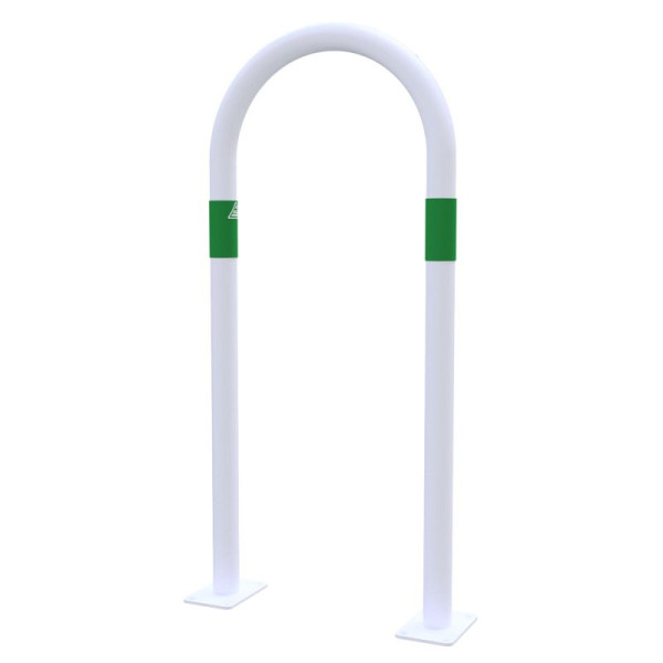 STEIN HGS Absperrbügel zum Aufdübeln aus Stahlrohr Ø 48 mm, Breite 460 mm, weiß, weiß grün, 80469.0008