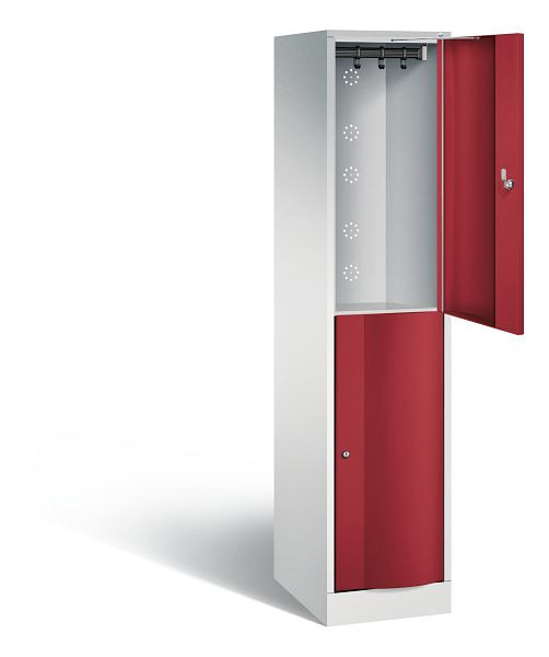 C+P Spind doppelstöckig Resisto, H1950xB396xT540mm, Farbe: Lichtgrau / Rubinrot, 8270-172 S10053