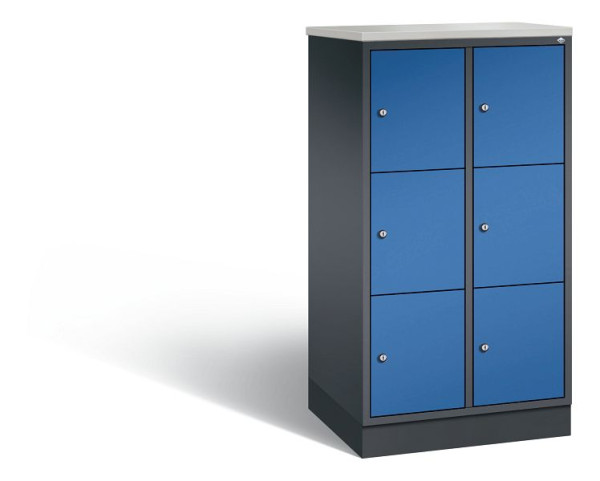 C+P Schließfachschrank Intro, H1255xB620xT490mm, Farbe: Schwarzgrau / Enzianblau, 8573-201 S10230