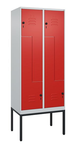 C+P Z-Spind Classic PLUS, Gestell, 4 Abteile, 2120x800x500mm, 7035/3020, Drehriegel, 0800337-224 S10002