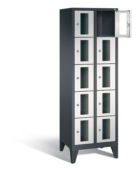 C+P Schließfachschrank Classic, H1850xB610xT500mm, Farbe: Schwarzgrau / Lichtgrau, 8010A205 S10015