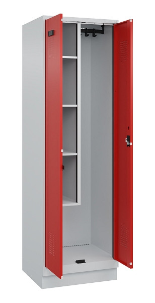 C+P Putzmittel-Spind Evolo PLUS, mit Sockel, 2 Abteile, 1950x600x500mm, 7035/302, Zylinderschloss, 049120-00 S10032